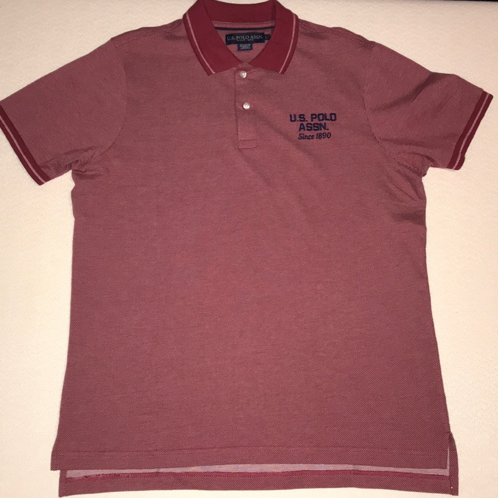 New US Polo Assn. burgundy Men’s Collard Shirt
